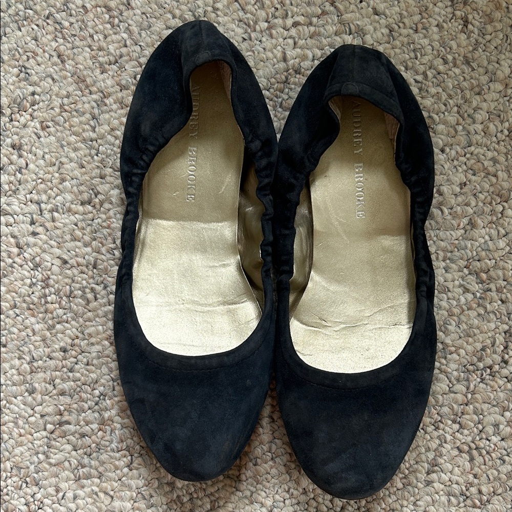 Audrey Brooke Blue Leather Ballet flats